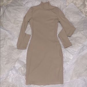 Tan Ribbed Fabric Dress